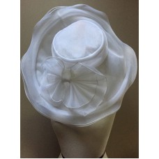 White Organza Sheer Church Hat for Mujer  Betmar New York   Big Bow  Size # 7  eb-56676397